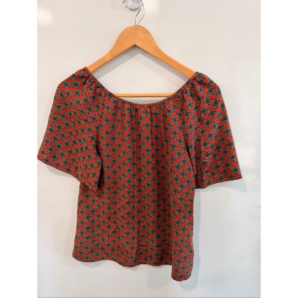 Bobeau Rust‎ Medallion Print Peasant Top Small - Picture 6 of 6